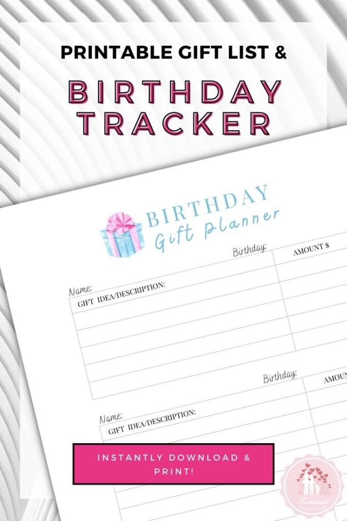 Birthday Gift List Printable Planner Birthday And Gift Tracker Gift 