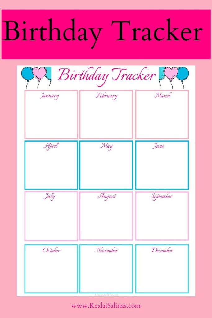 Birthday Tracker Printable Printable Free Templates