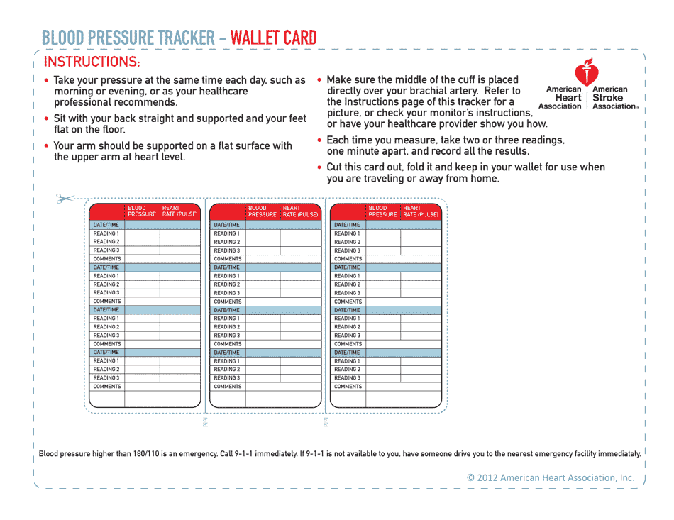 Blood Pressure Tracker American Heart Association Download Printable 