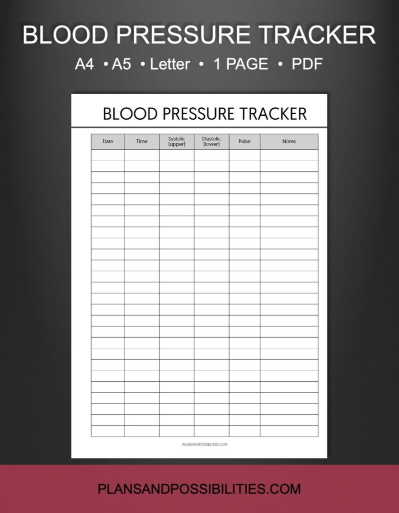 Blood Pressure Tracker Printable Blood Pressure Chart Template Blood 