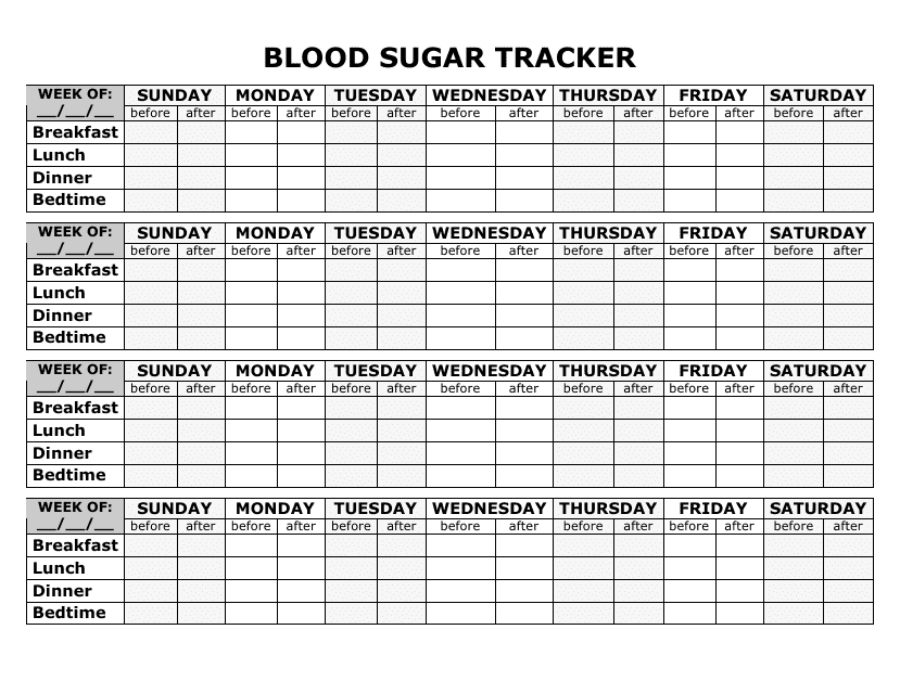 Blood Sugar Tracker Download Printable PDF Templateroller
