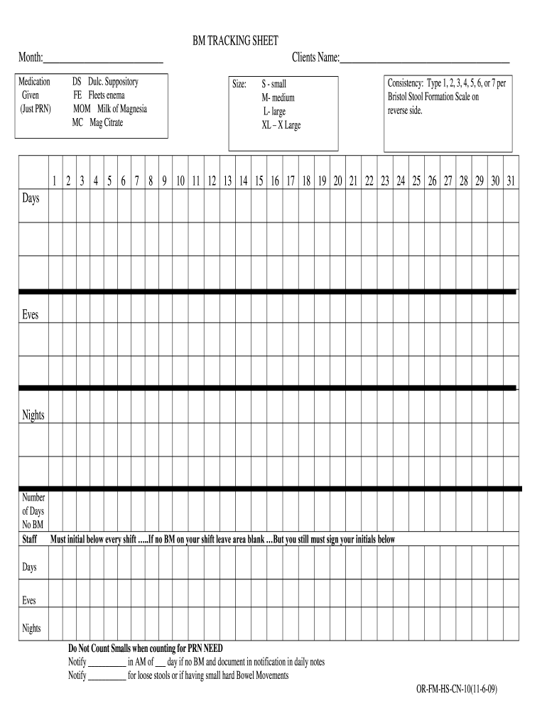 Bm Tracking Sheet Free Printable Bowel Movement Record Chart
