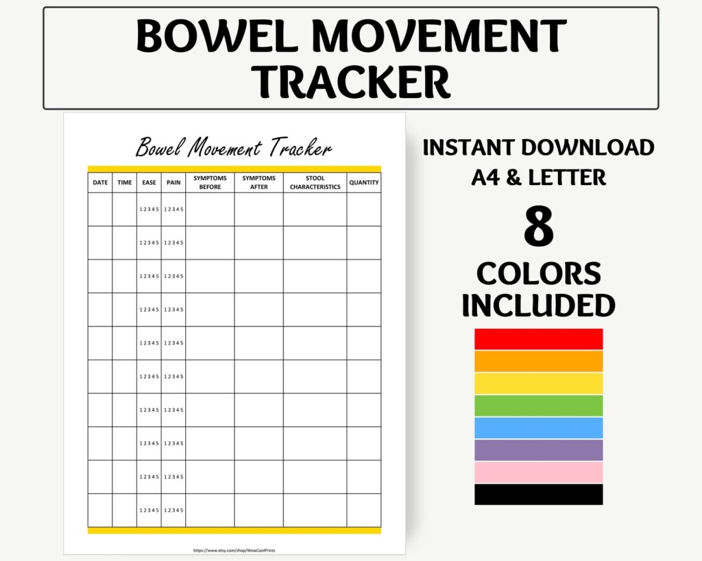 Bm Tracking Sheet Free Printable Bowel Movement Record Chart Prntbl 