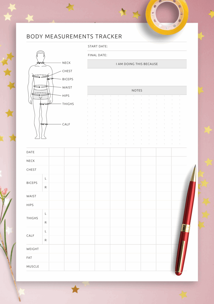 Body Measurement Tracking Chart Download Printable Pdf Templateroller 