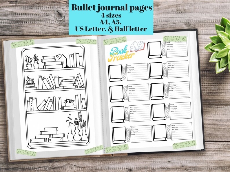 Book Tracker Printable Bujo Tracker Journal Insert Habit Tracker 