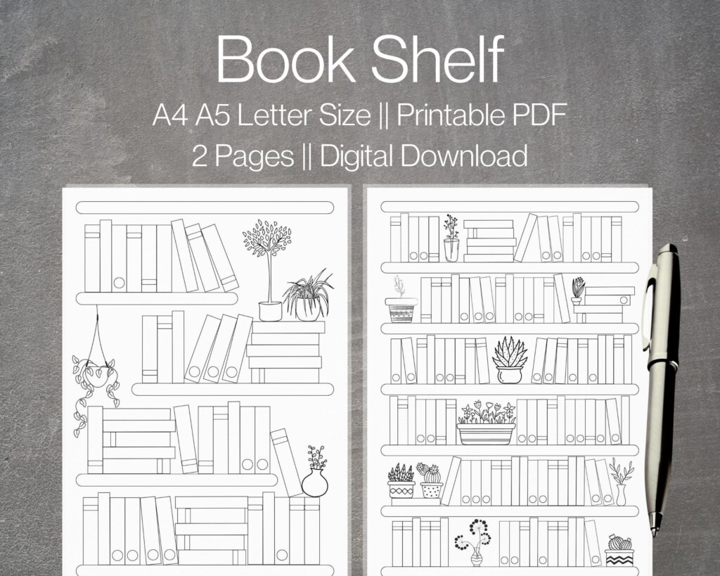 Bookshelf Printable Template Book Tracker Reading Challenge 50 100 