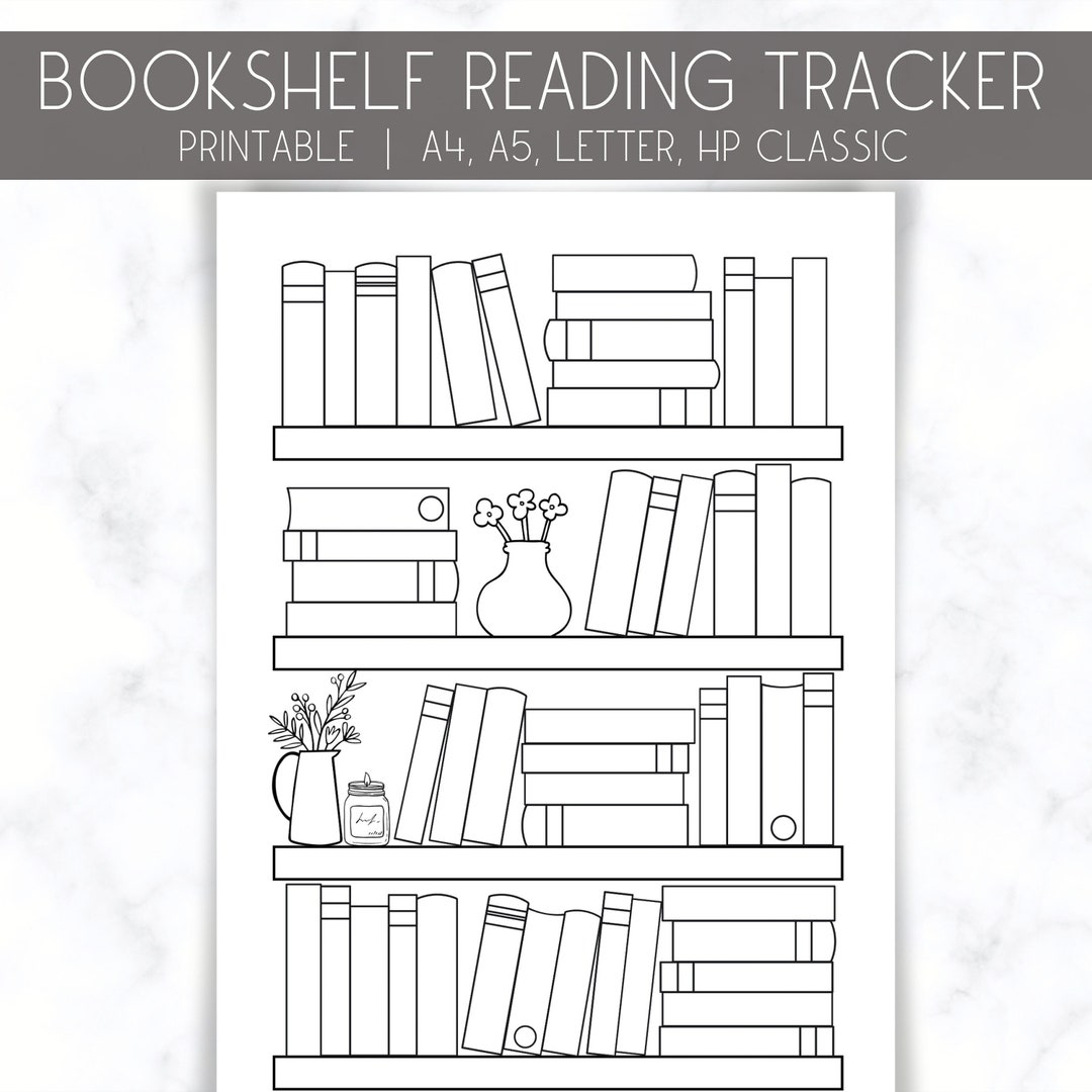 Bookshelf Reading Tracker Printable Reading Log A4 A5 Letter HP