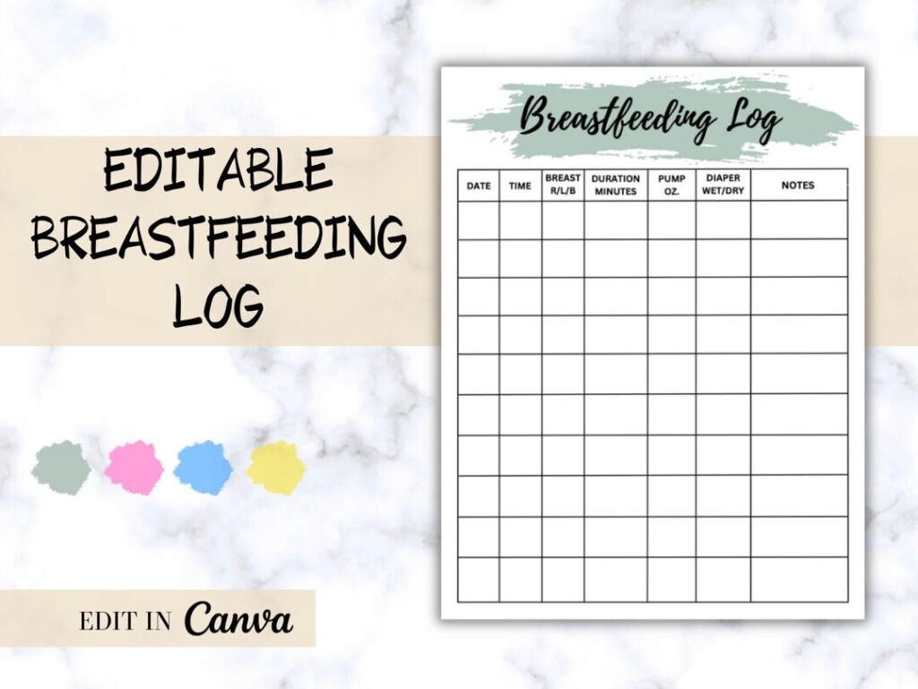 Breastfeeding Log Printable Breastfeeding Tracker Breast Pump Log 