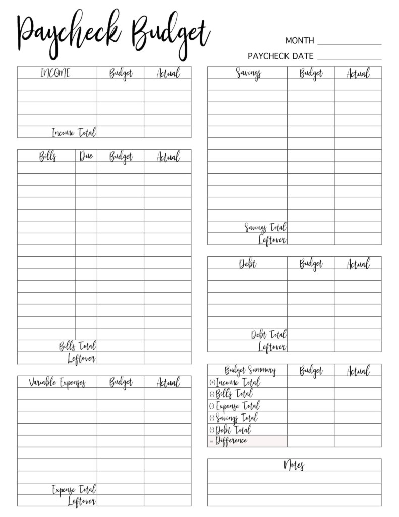 Budget Tracker Printable