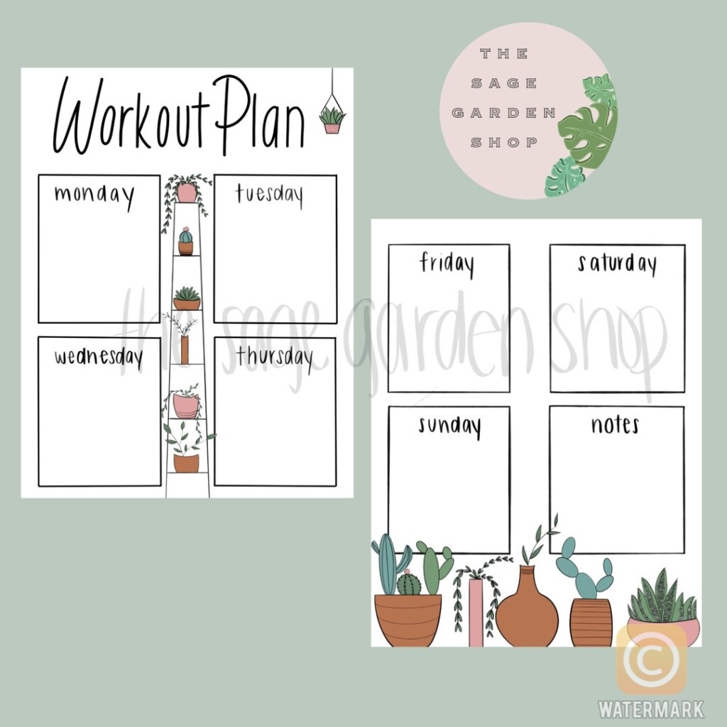 Bujo Fitness Tracker Printable Plant Themed PDF And JPEG Etsy