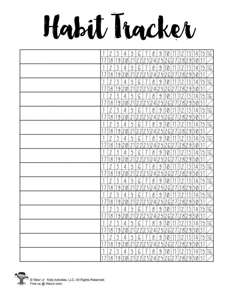 BUJO Habit Tracker Printables Woo Jr Kids Activities Children 39 s 