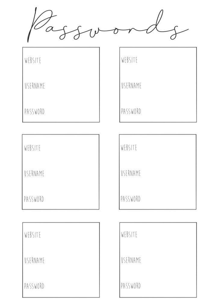 Bullet Journal Password Tracker Page Printable Digital Etsy