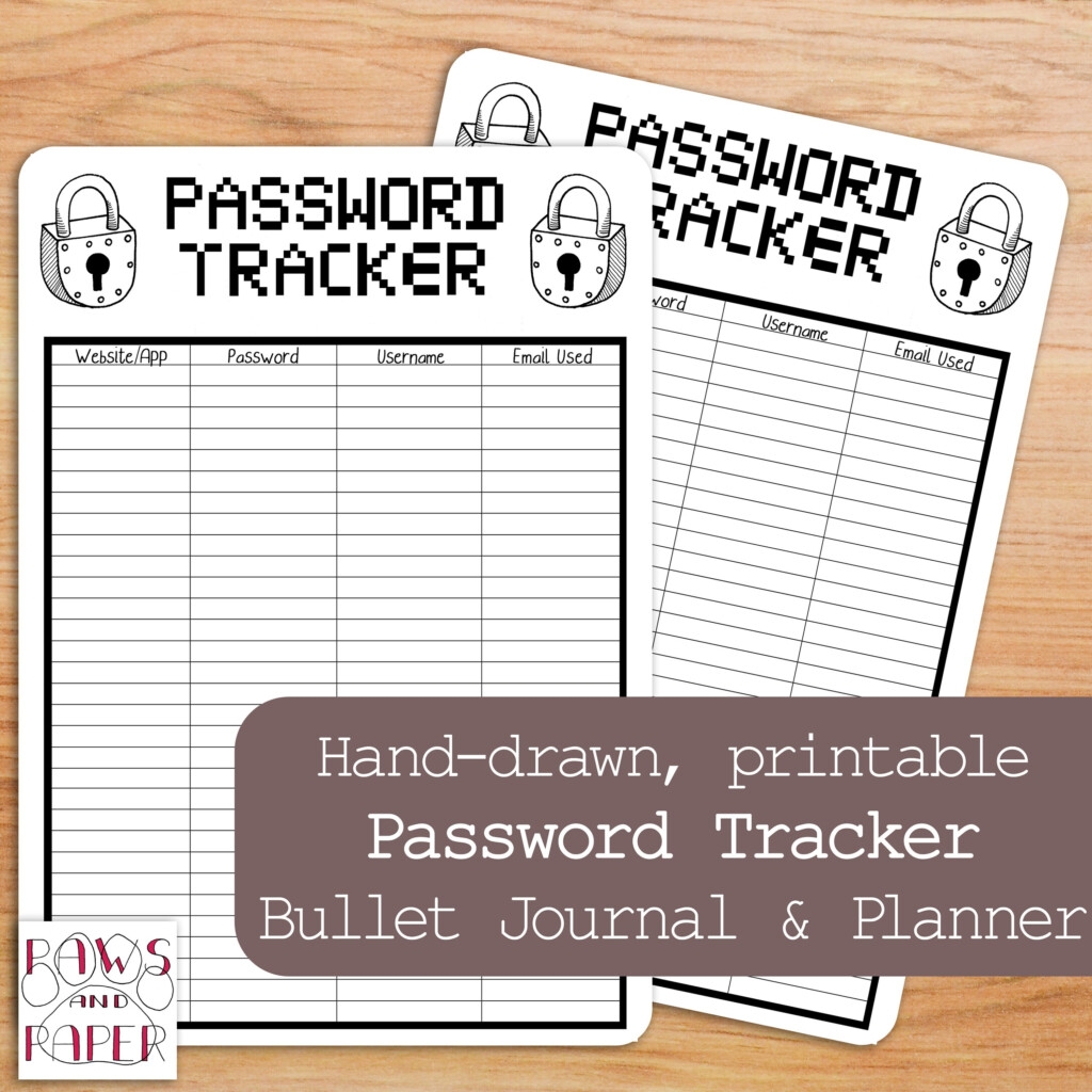 Bullet Journal Printable Password Tracker Printable Bullet Journal