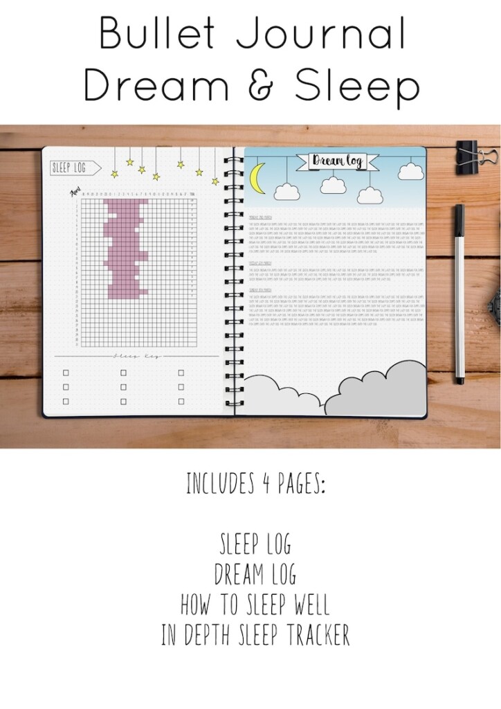 Bullet Journal Sleep Log Dream Tracker BUJO Template Printable Etsy