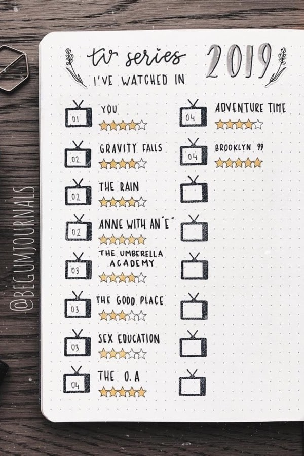 Bullet Journal Tv Tracker Printable Printable Word Searches