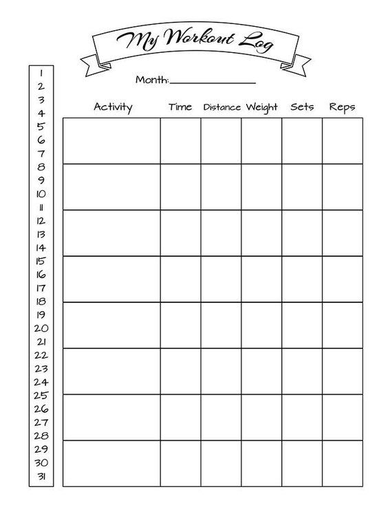 Bullet Journal Workout Log Exercise Tracker Bujo Printable Planner 