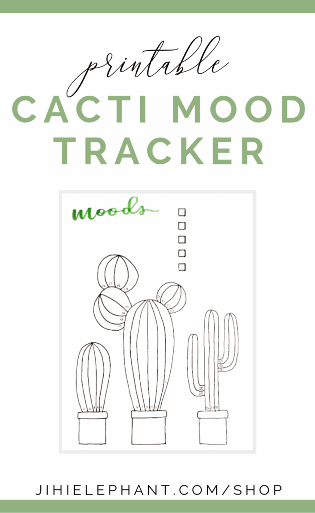 Cactus Mood Tracker Bullet Journal Printable ElizabethJournals Mood 