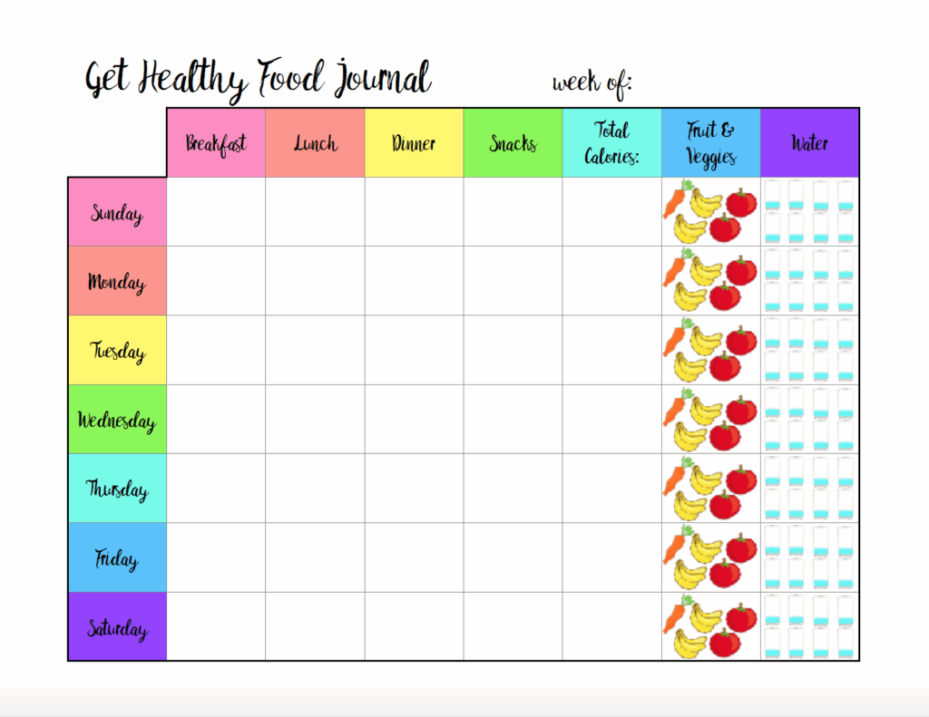 Calorie Counting Chart Printable Free