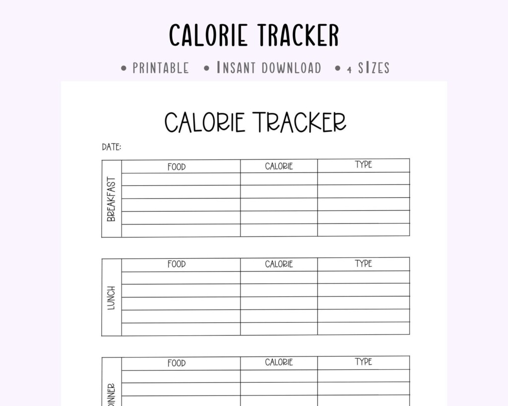 Calorie Tracker Printable daily Food Calorie Tracker calorie Counter 