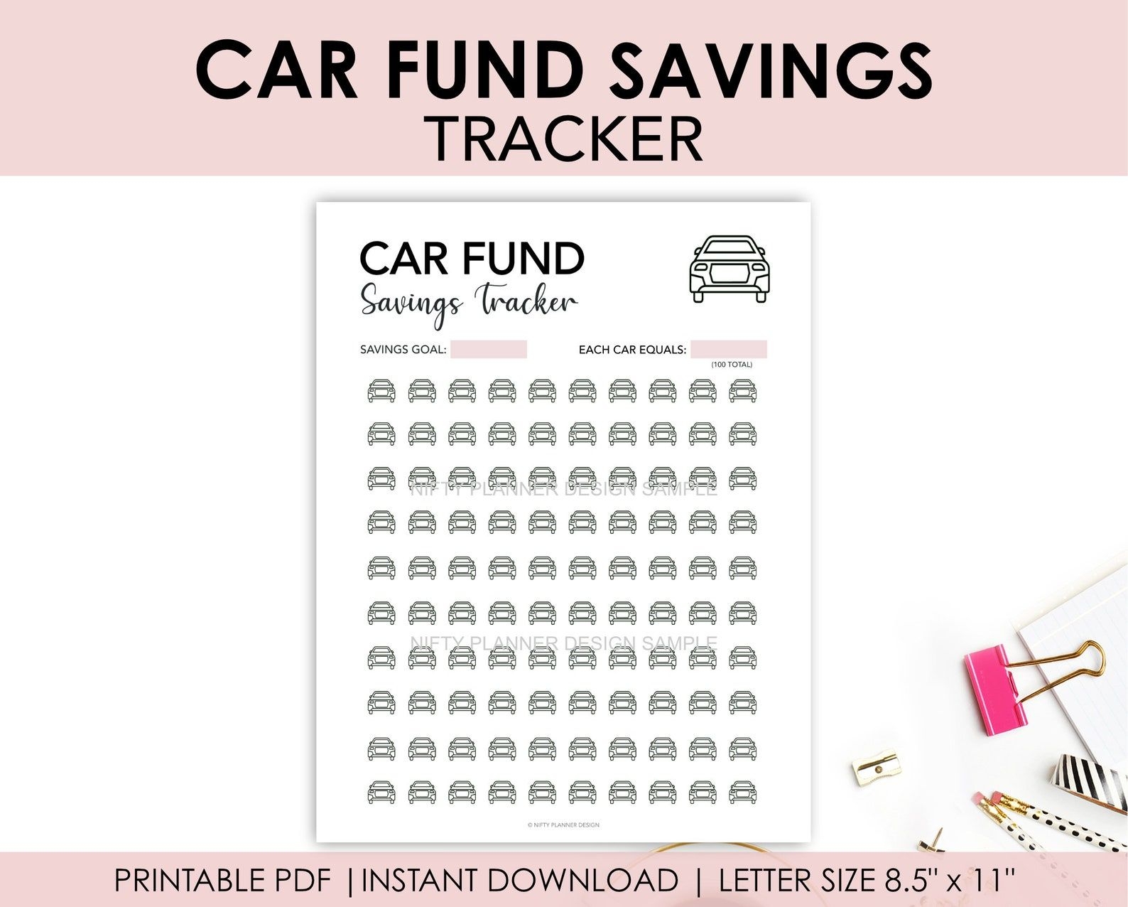 Car Saving Tracker Printable Car Fund Savings Tracker Money Saving