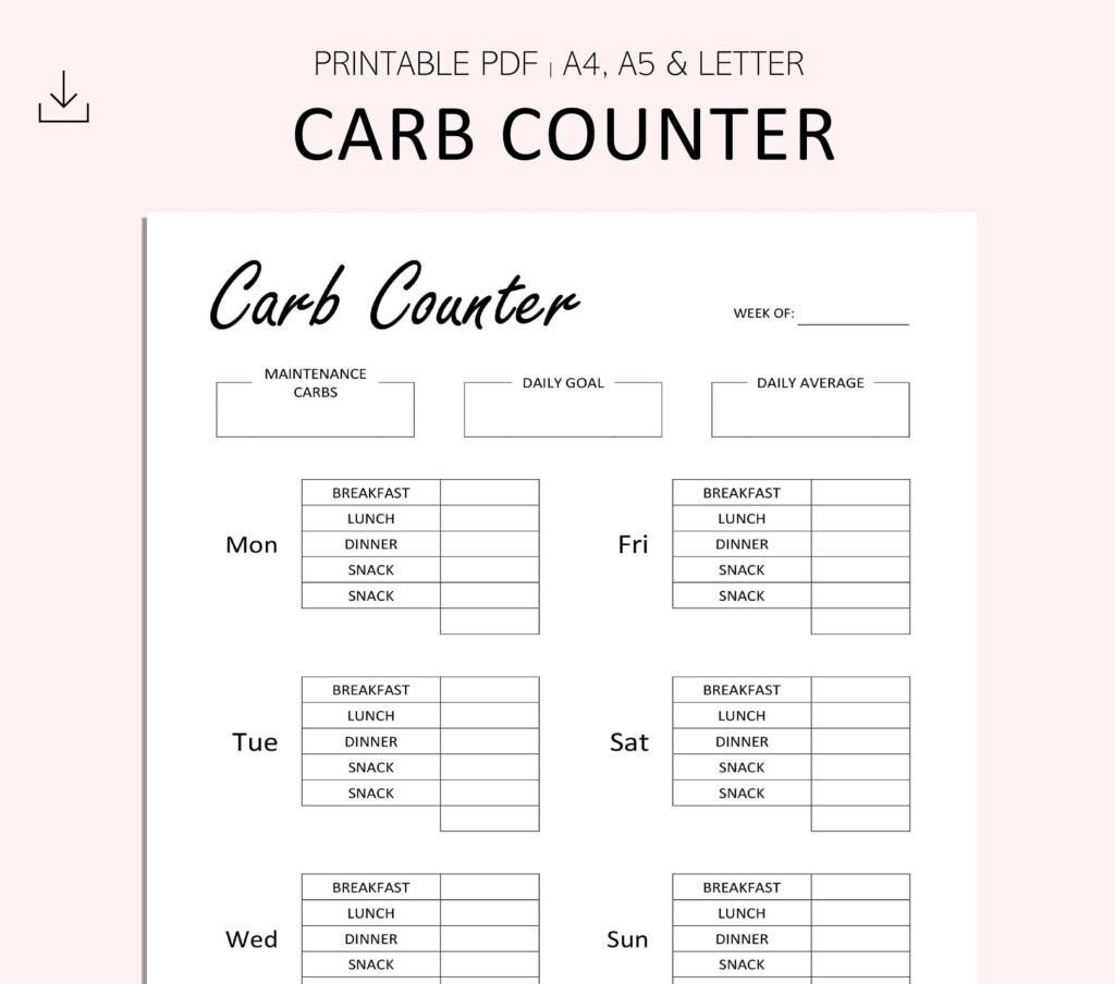 Carb Counter Carbs Tracker Keto Diet Tracker Printable Etsy