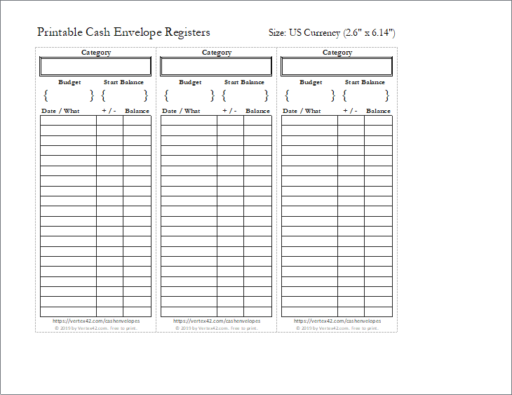 Cash Envelope Tracker Printable Free