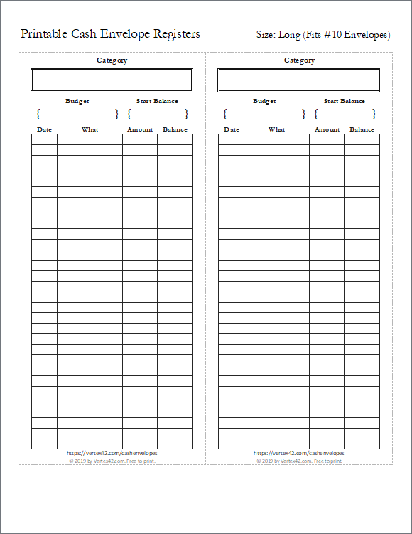 Cash Envelope Tracker Printable Free Printable Templates