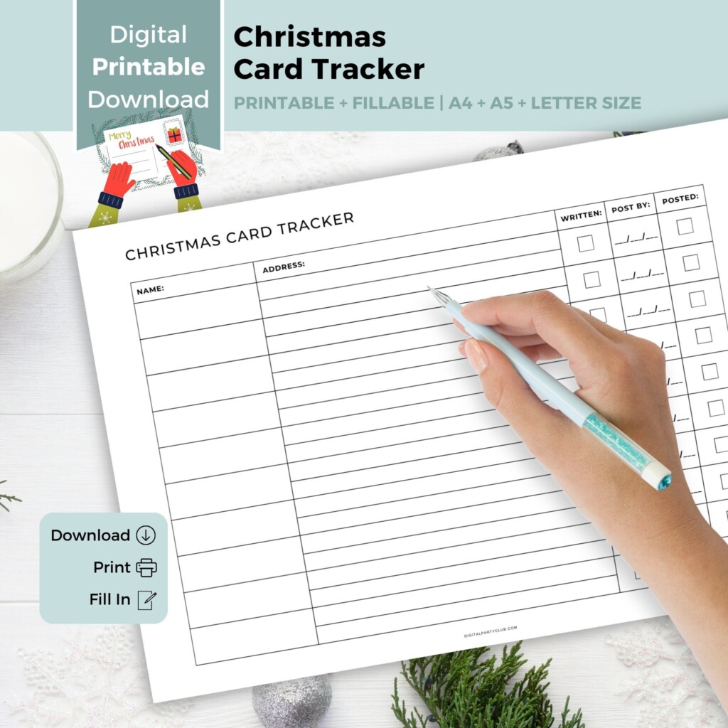 Christmas Card Tracker Printable Christmas Card Planner Christmas 