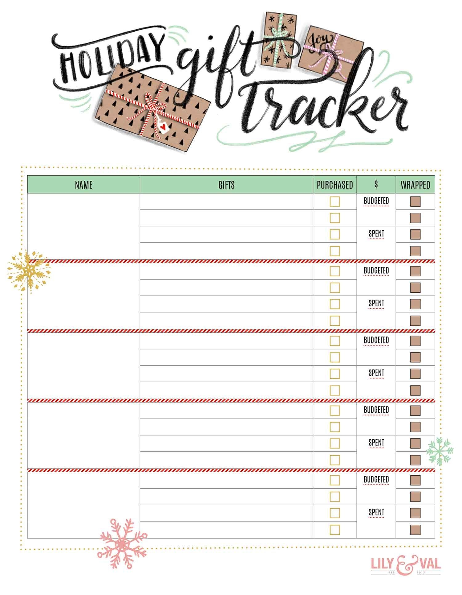 Christmas Gift Tracker Printable Printable Templates Free