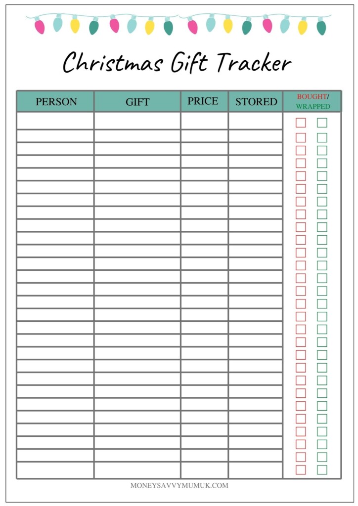 Christmas Gift Tracker Template