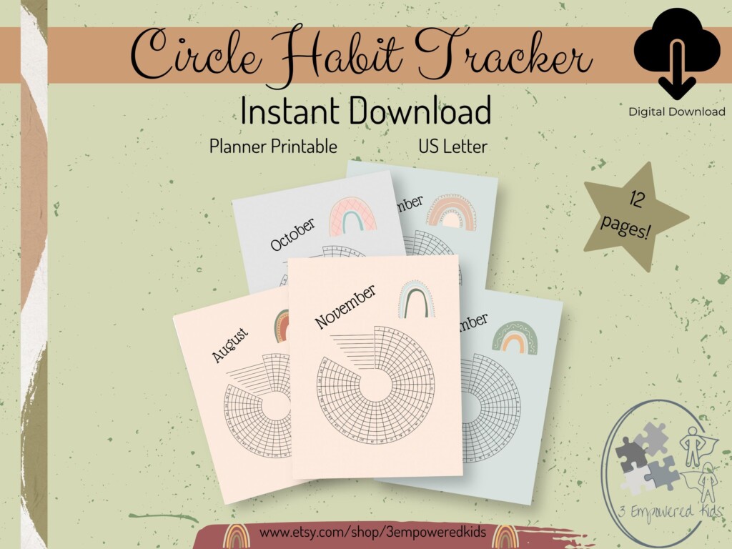 Circle Daily Habit Tracker Printable Bujo Printable Habit Plan 