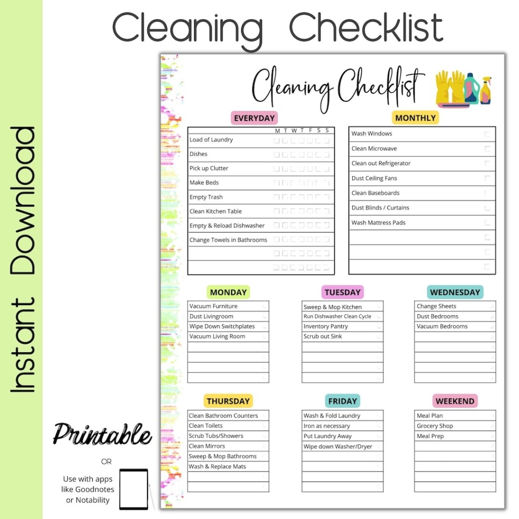 Cleaning Log Printable Cleaning Tracker Home Maintenance Printable 