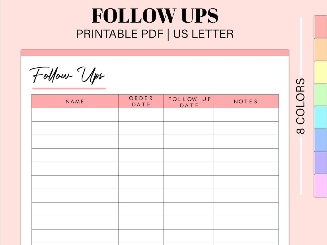 Client Follow Up Printable Challenger Follow Up Log Client Log