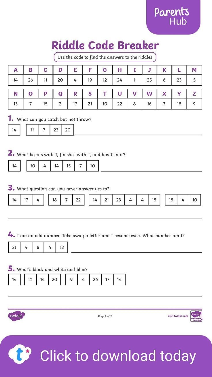 Code Breaker For Kids Word Puzzles For Kids English Worksheets For