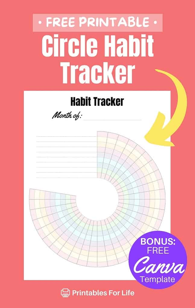 Colorful Monthly Circle Habit Tracker Free Printable