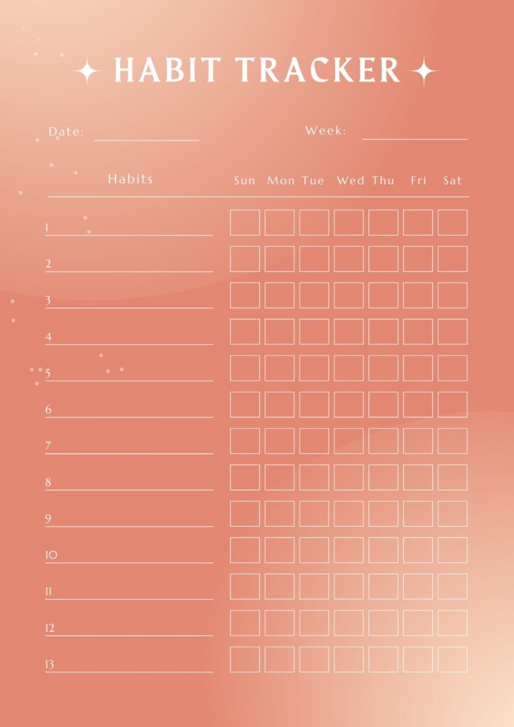 Colorful Pink Habit Tracker INSTANT DOWNLOAD Etsy