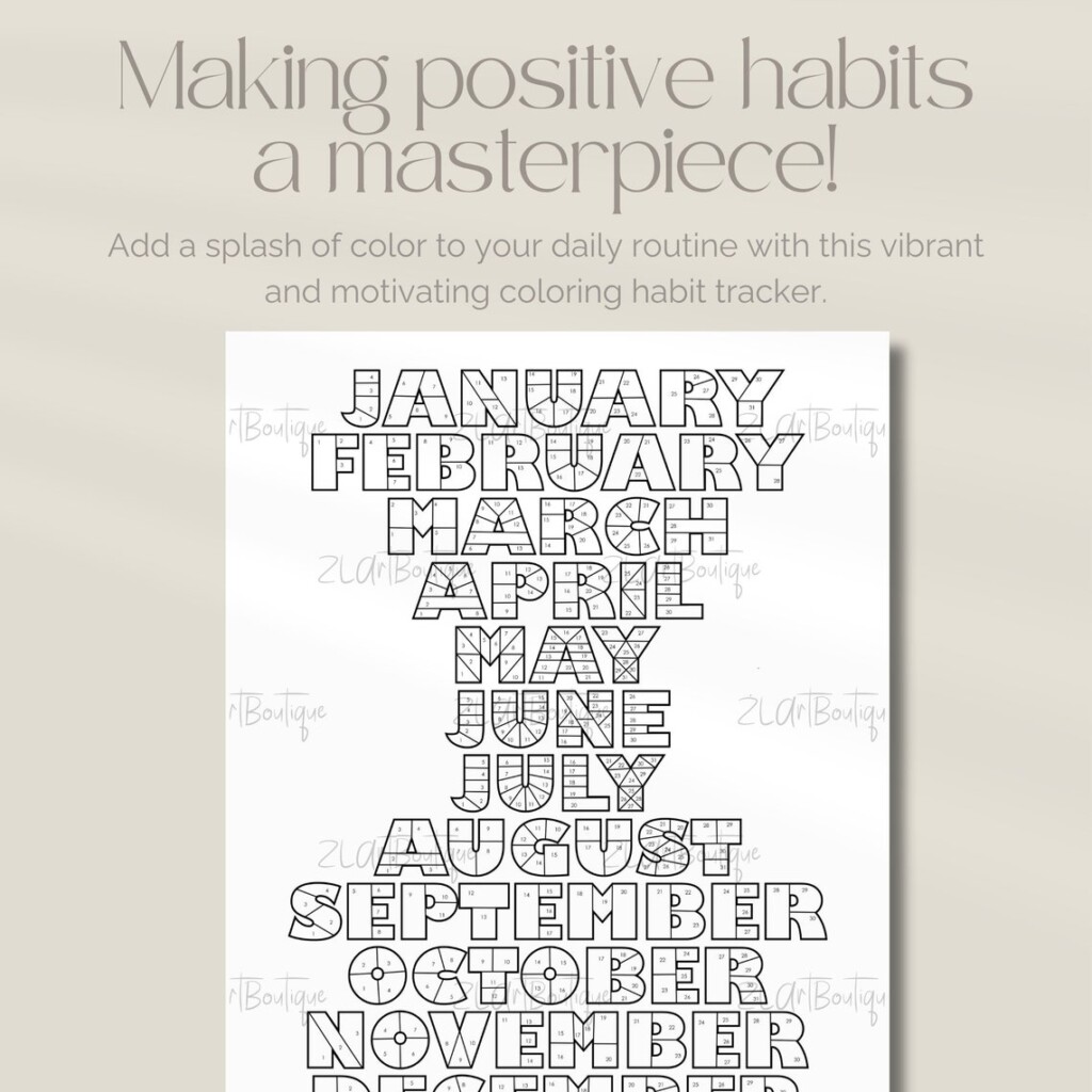Coloring Habit Tracker Habit Tracker Printable Habit Tracker Routine 