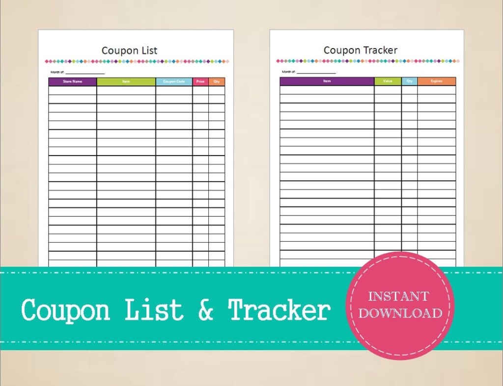 Coupon List Coupon Tracker Printable And Editable