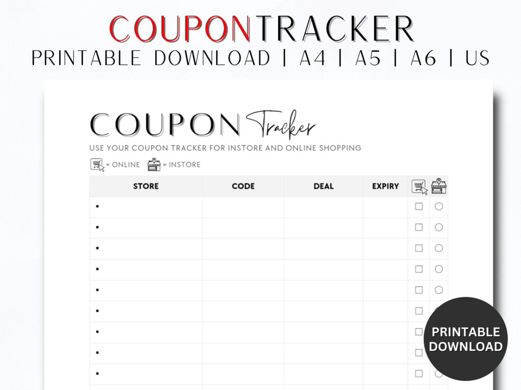Coupon Tracker Printable Coupon List Template Couponing Etsy