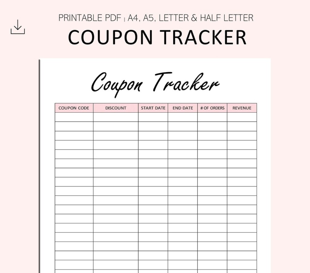 Coupon Tracker Printable Coupon Performance Tracker Store Etsy UK