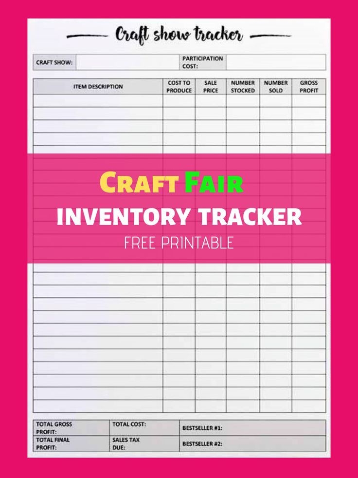 Craft Fair Printable Tracking Sheet