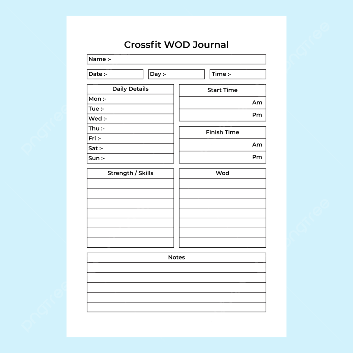 Crossfit Wod Tracker Printable EOUA Blog