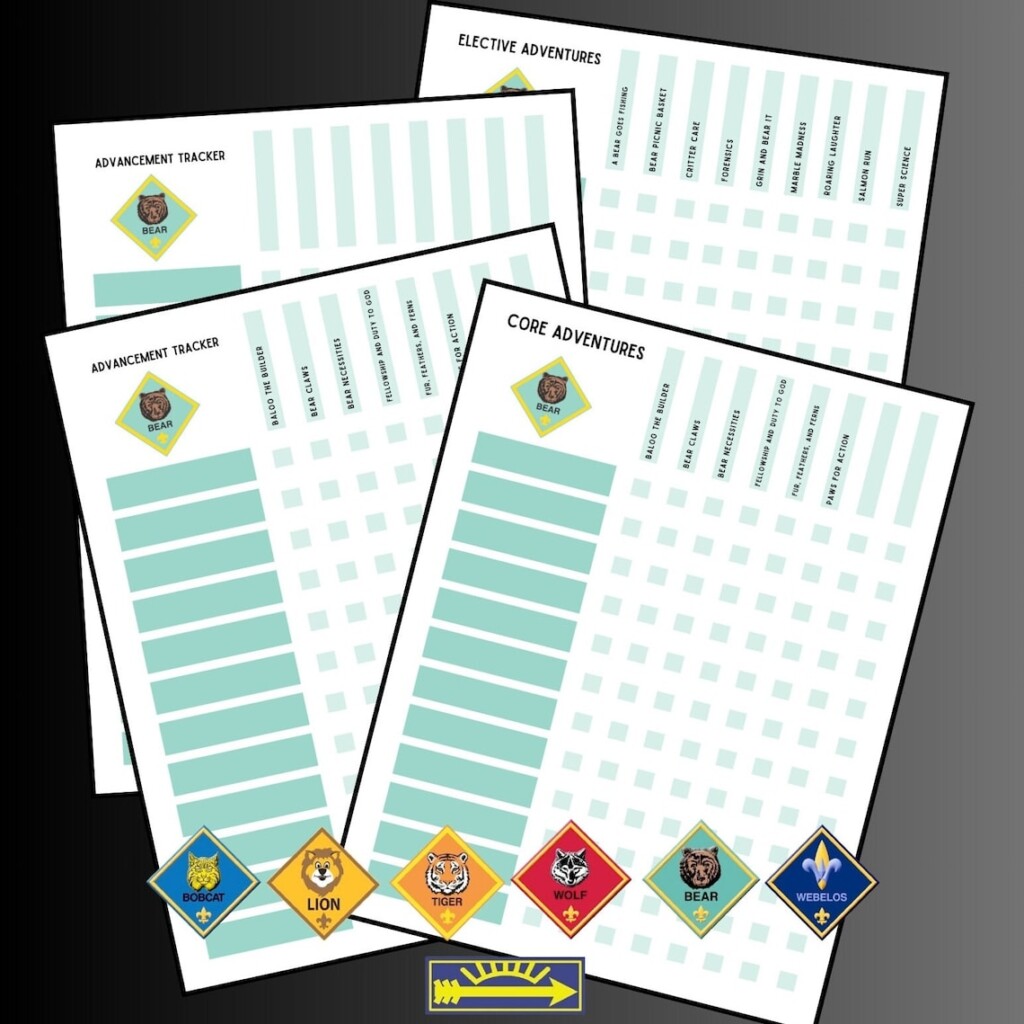 Cub Scout Bear Den Advancement Tracker Printable PDF Etsy