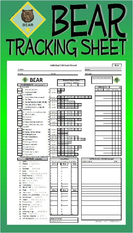 Cub Scout Bear Printable Tracking Work Sheet 2 Artofit