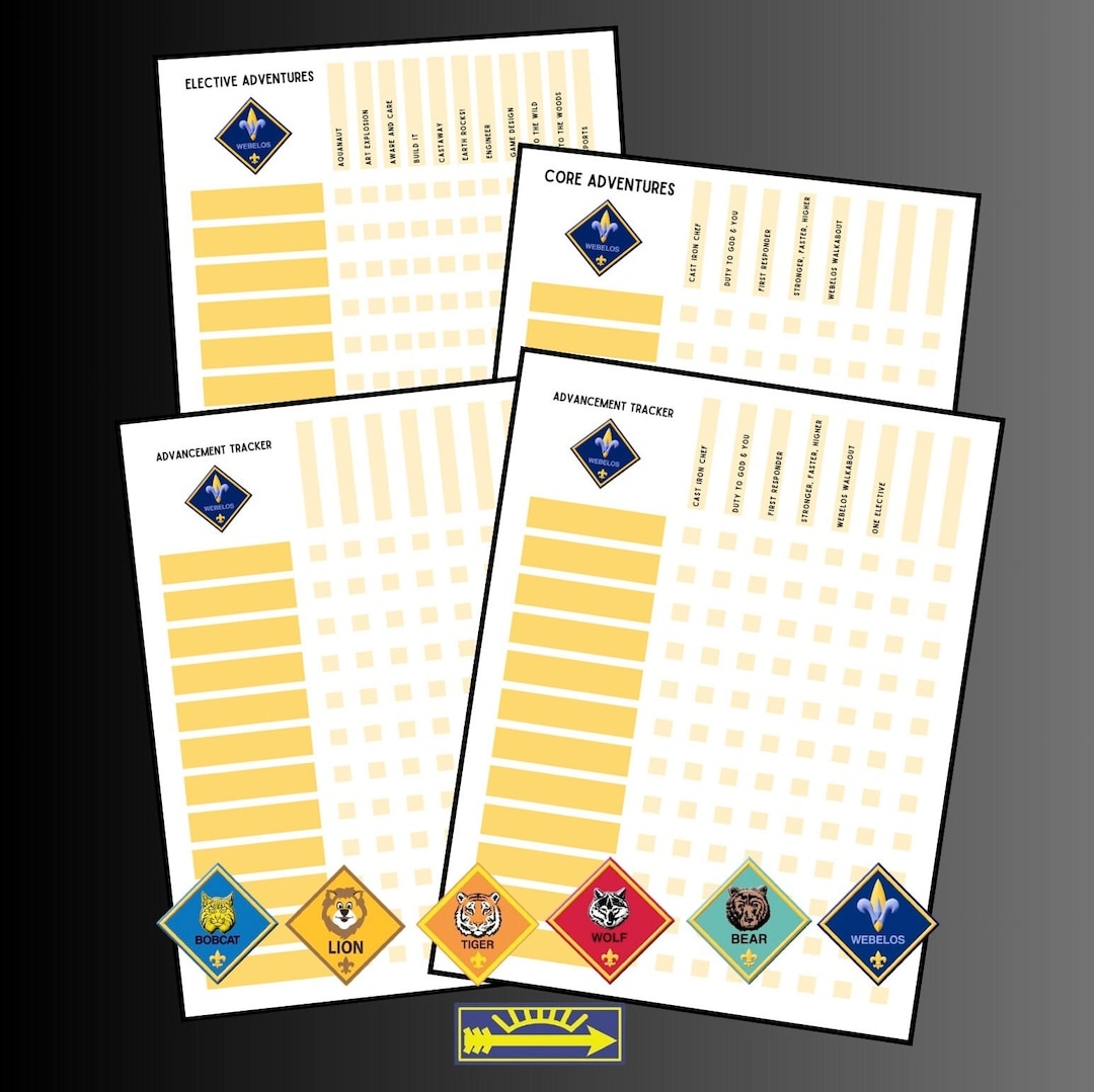 Cub Scout Webelo Den Advancement Tracker Printable PDF Etsy