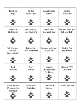 Cub Scout Wolf Scout Gathering Activity Wolf Prints Game TPT