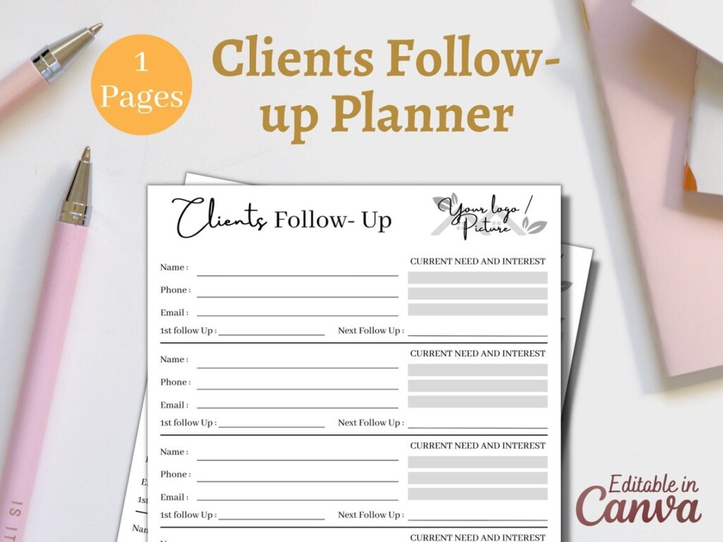 Customer Follow Up Client Call Log Tracker Sheet Form Business 