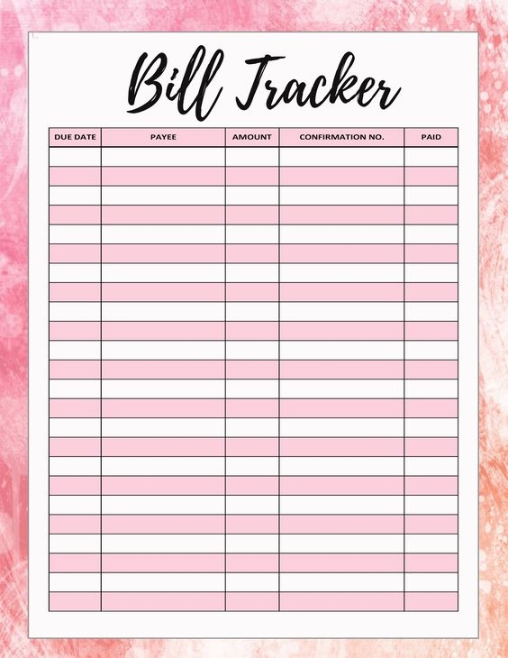 Cute Bill Tracker Template