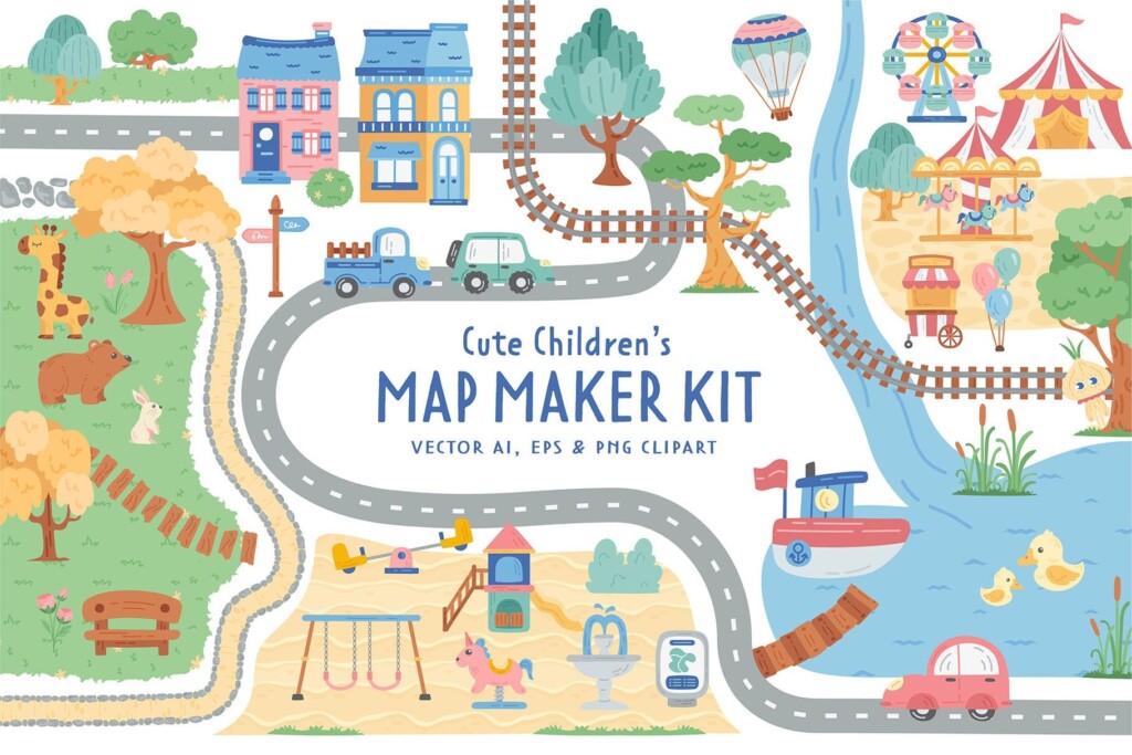 Cute Map Creator Kit Design Cuts