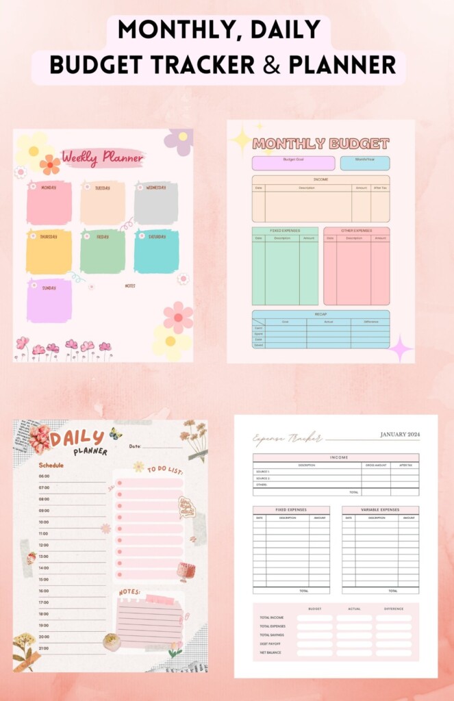 Cute Pink Girly Expense Tracker Template Etsy